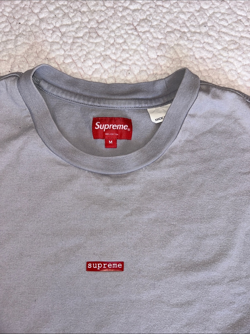 Supreme Gray Short Sleeve Tee with Red Mini Box Logo - Picture 2 of 9